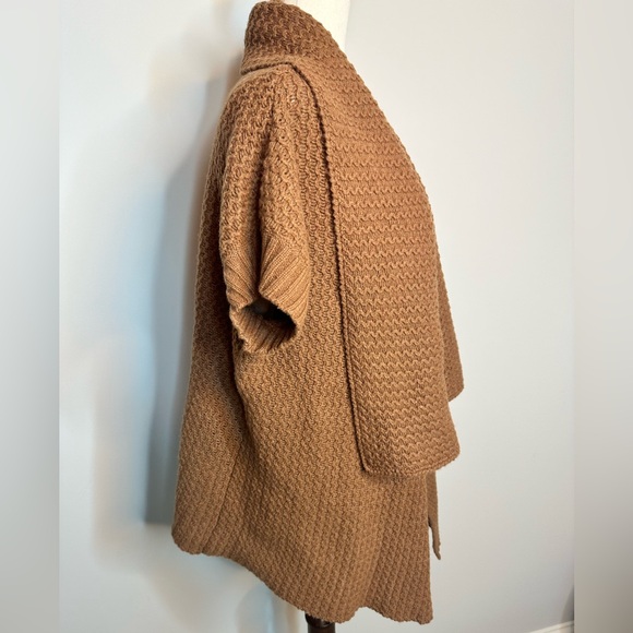 Sz L Mercer & Madison wool blend open front shirt sleeve cardigan sweater rust - Picture 6 of 7